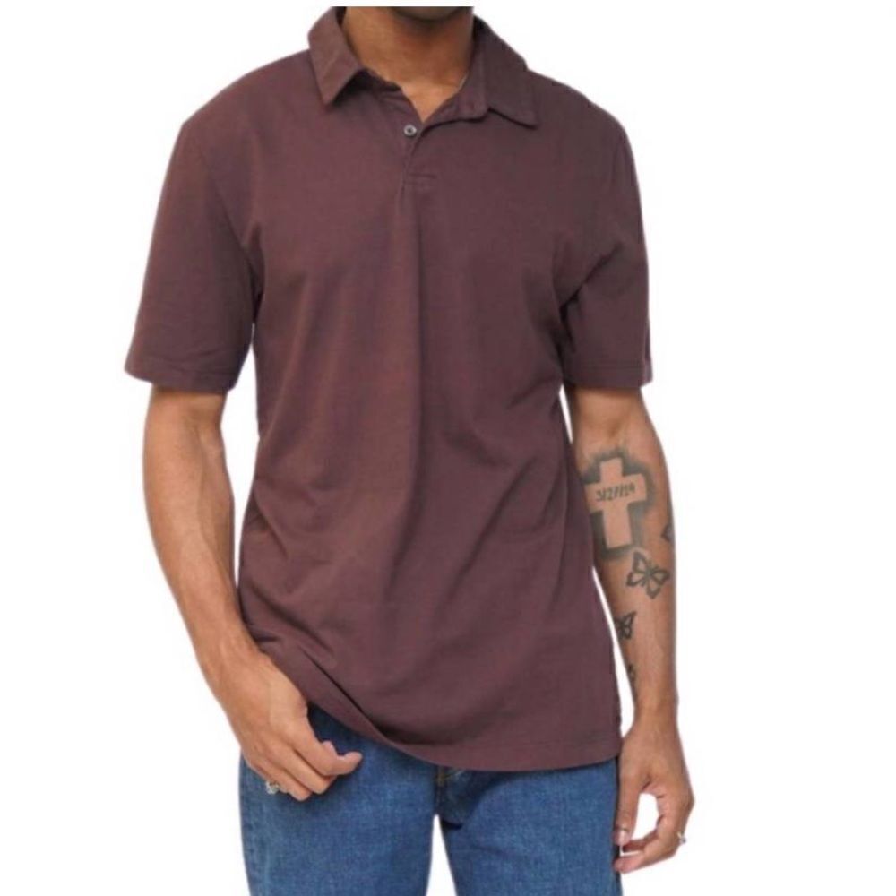 James Perse Dahlia Brown Standard Polo 100% Cotton Shirt Size 5 or XXL